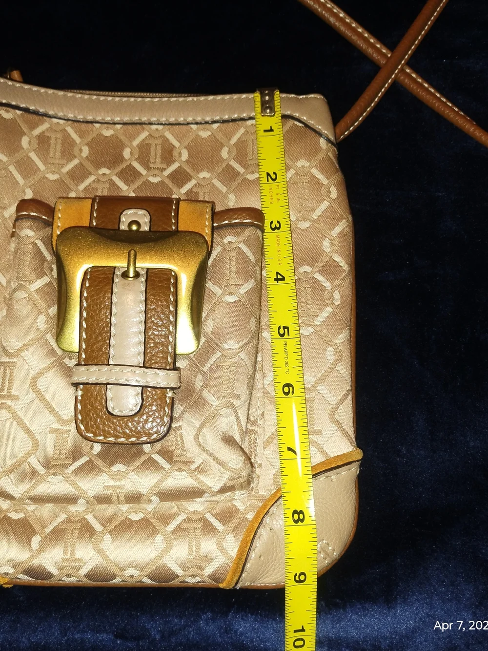 Tignanello Tan Canvas And Leather Crossbody Bag